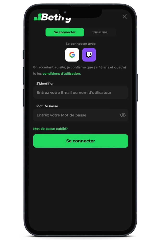 Se connecter Betify